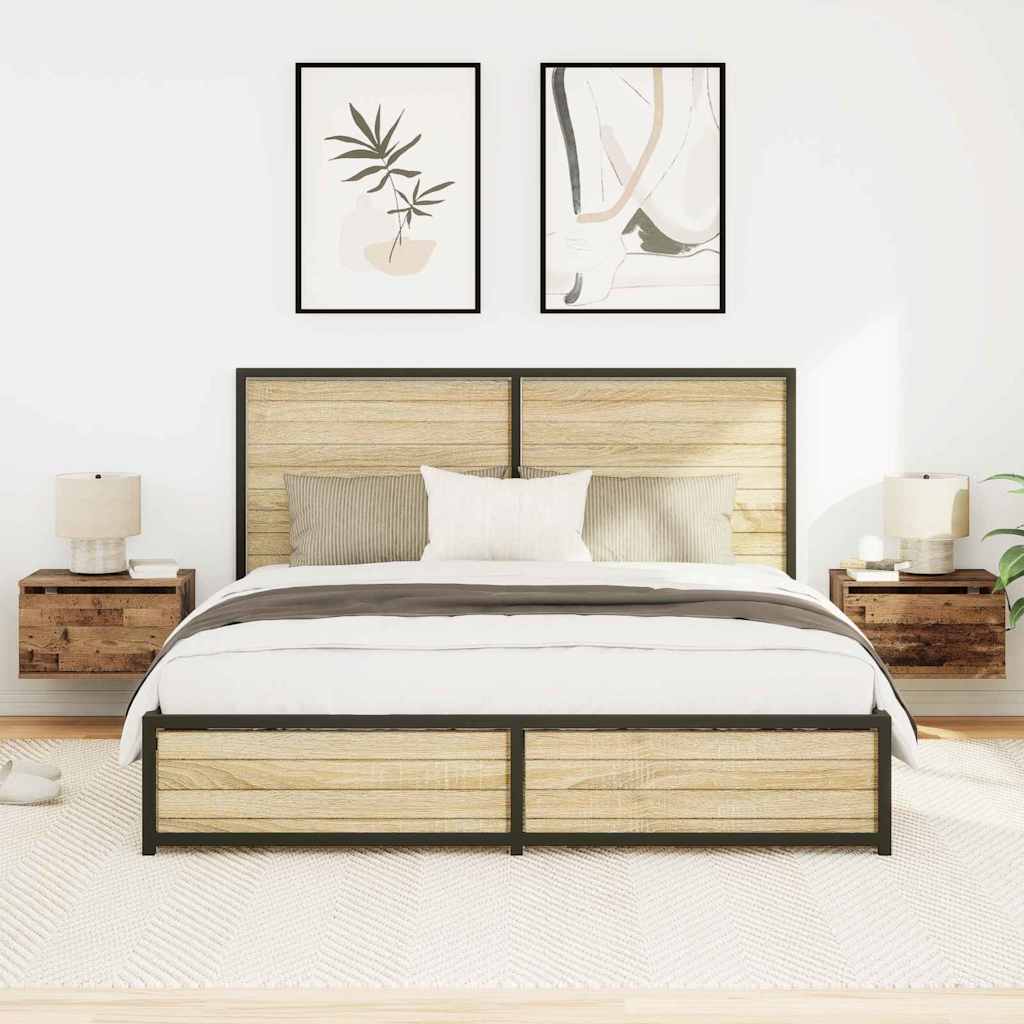 Wandmontierter Nachtschrank with 2 pcs Altholz 50 x 36 x 30 cm