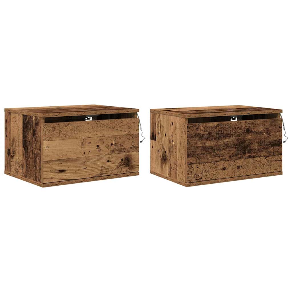Wandmontierter Nachtschrank with 2 pcs Altholz 50 x 36 x 30 cm