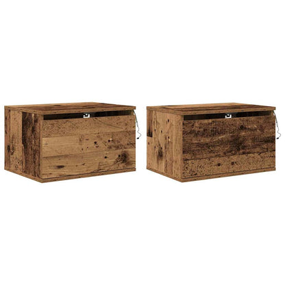 Wandmontierter Nachtschrank with 2 pcs Altholz 50 x 36 x 30 cm