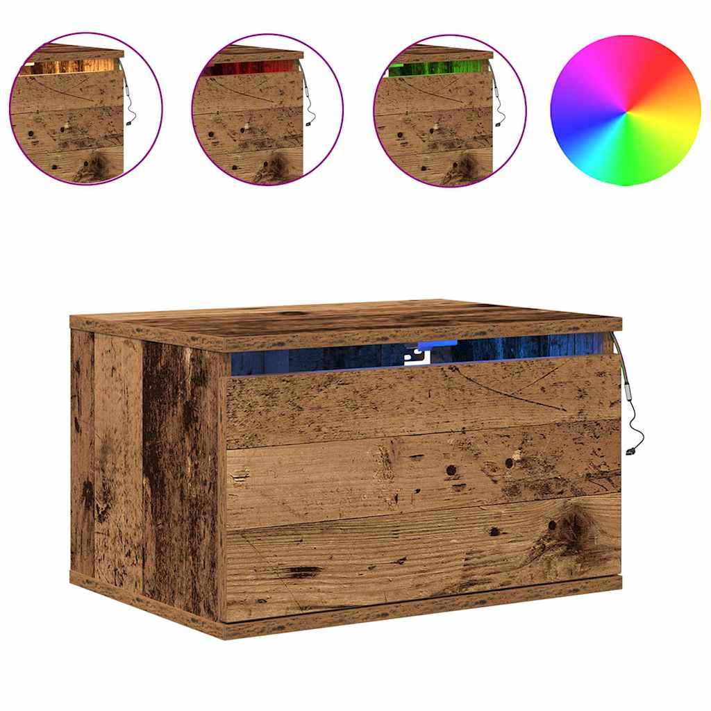 Wandmontierter Nachtschrank with 2 pcs Altholz 50 x 36 x 30 cm