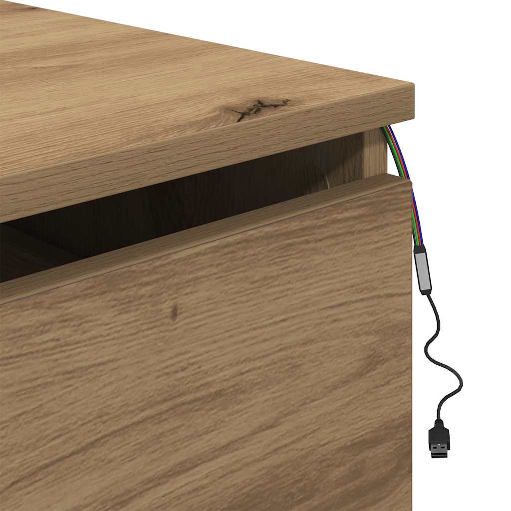 Wandmontierter Nachtschrank Eiche handwerklich 50 x 36 x 30 cm