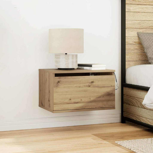 Wandmontierter Nachtschrank Eiche handwerklich 50 x 36 x 30 cm