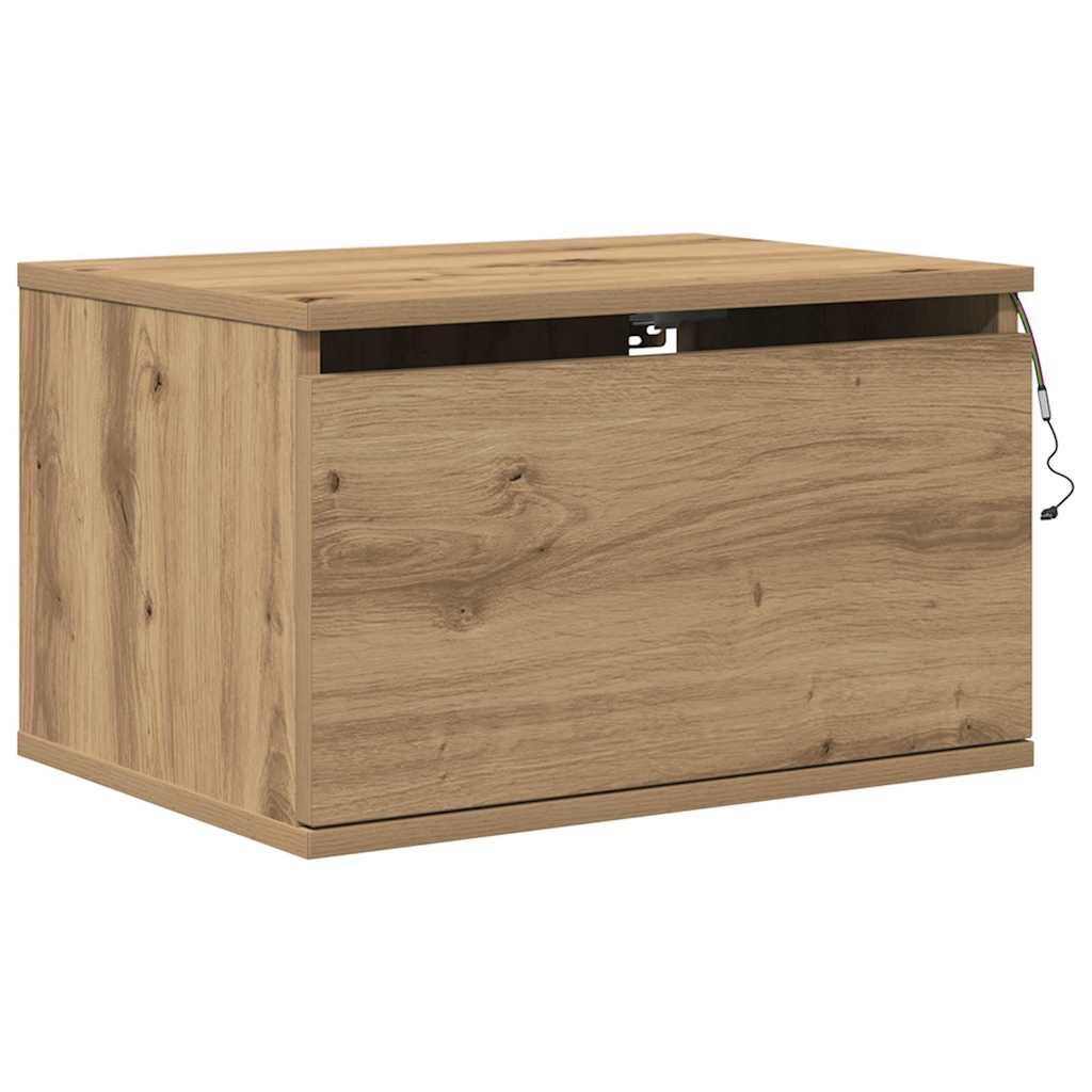 Wandmontierter Nachtschrank Eiche handwerklich 50 x 36 x 30 cm