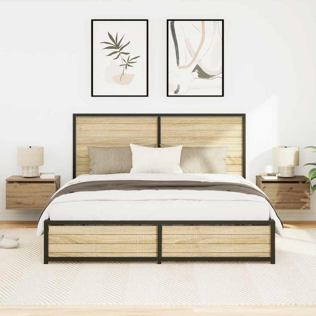 Wandmontierter Nachtschrank 2 pcs Artisan-Eiche 50 x 36 x 30 cm