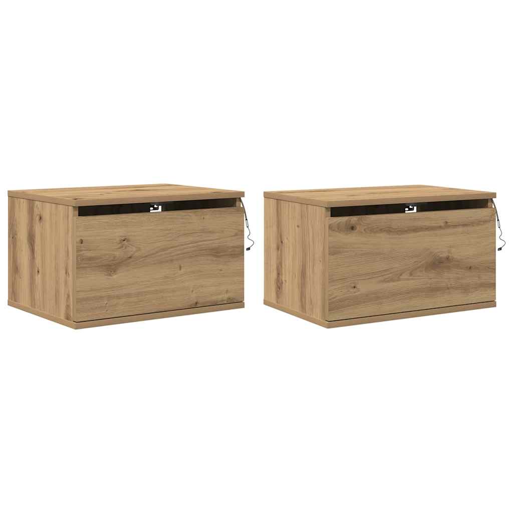 Wandmontierter Nachtschrank 2 pcs Artisan-Eiche 50 x 36 x 30 cm