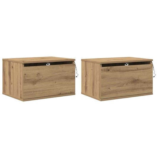 Wandmontierter Nachtschrank with 2 pcs Eiche handwerklich