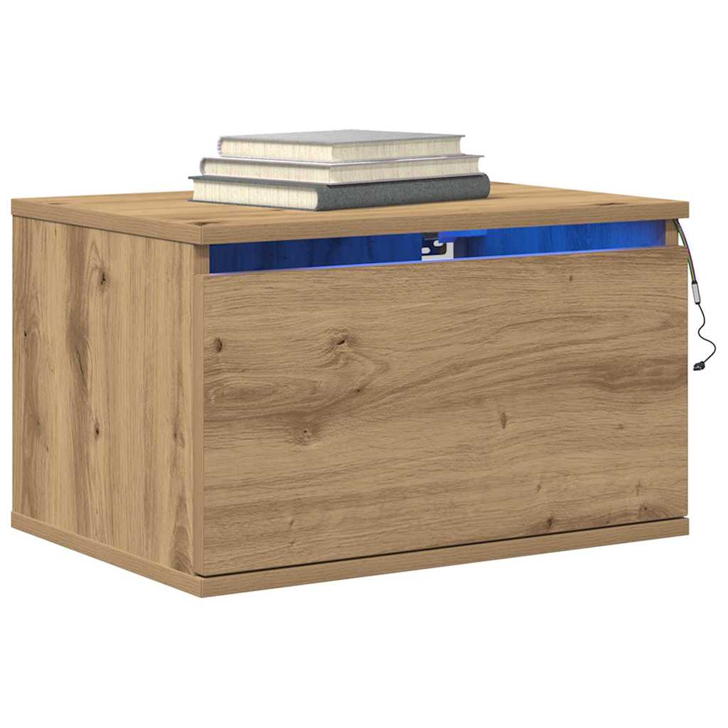 Wandmontierter Nachtschrank with 2 pcs Eiche handwerklich