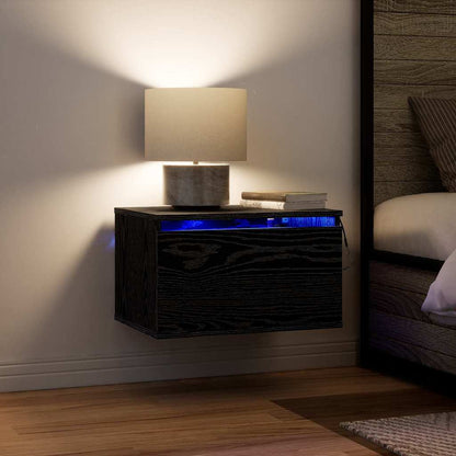 Wandmontierter Nachtschrank mit Schubladen Schwarz Eichen-Optik