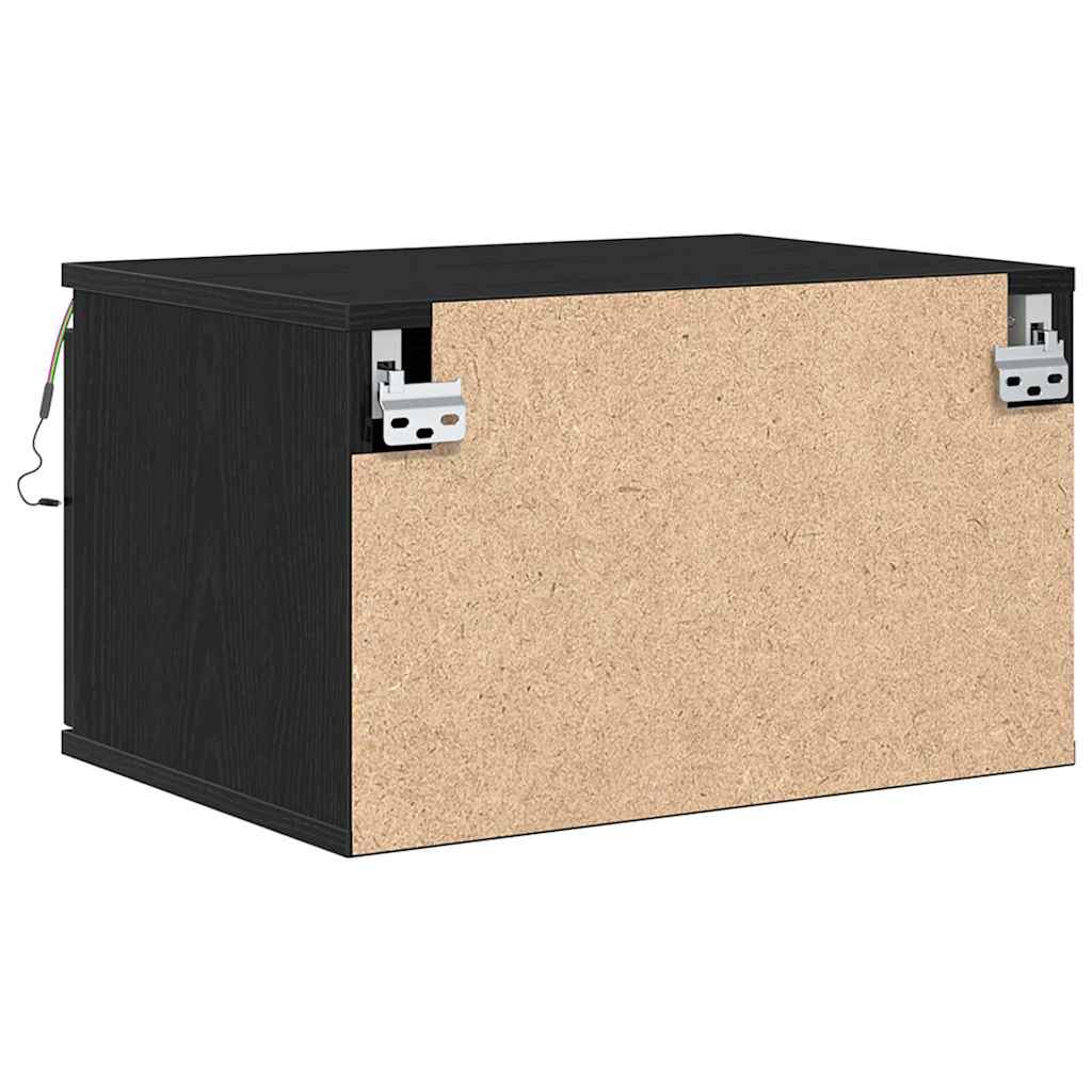 Wandmontierter Nachtschrank mit Schubladen Schwarz Eichen-Optik