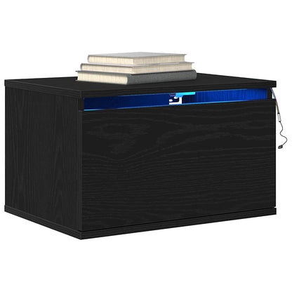 Wandmontierter Nachtschrank mit Schubladen Schwarz Eichen-Optik