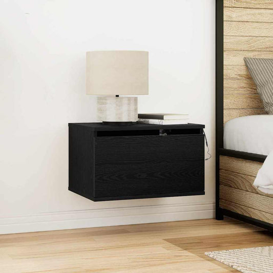 Wandmontierter Nachtschrank mit Schubladen 2 pcs Schwarze Eiche