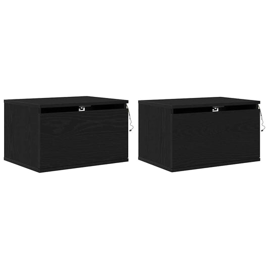 Wandmontierter Nachtschrank mit Schubladen 2 pcs Schwarze Eiche