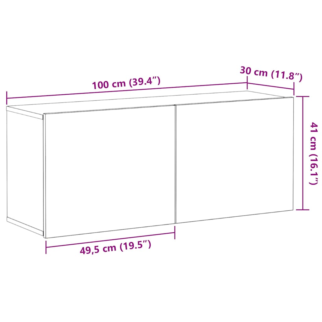 TV-Schränk Schwarze Eiche 100 x 30 x 41 cm Holzwerkstoff