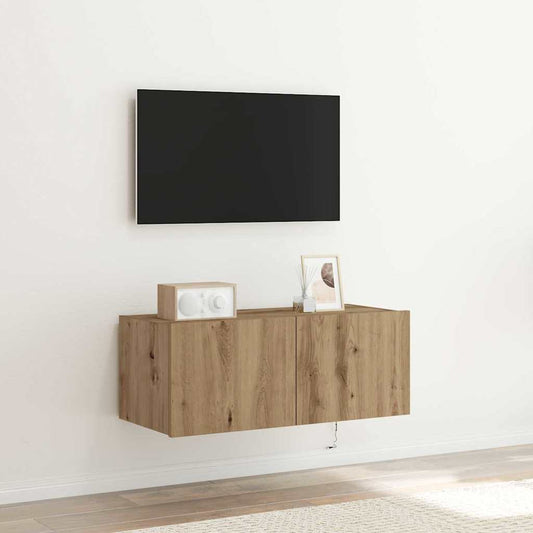 TV-Wandregal Eiche handwerklich 80 x 35 x 31 cm Holzwerkstoff