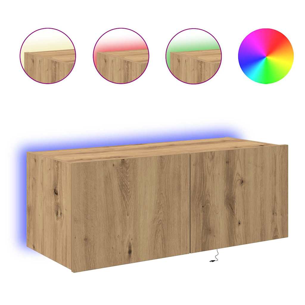 TV-Wandregal Eiche handwerklich 80 x 35 x 31 cm Holzwerkstoff