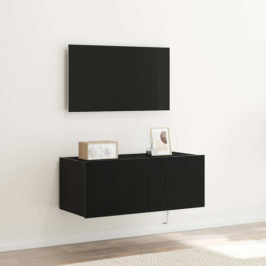 TV-Wandregal Schwarze Eiche 80 x 35 x 31 cm Holzwerkstoff
