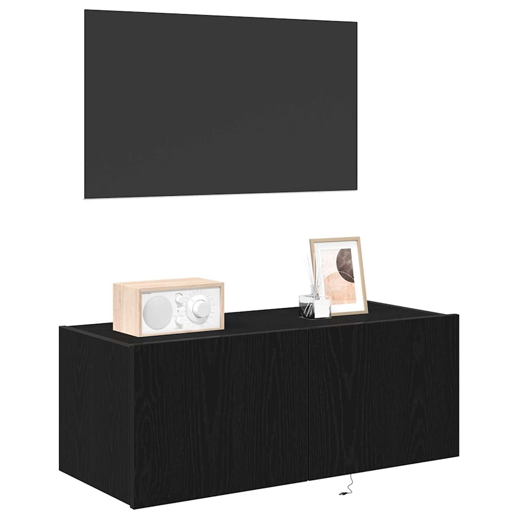 TV-Wandregal Schwarze Eiche 80 x 35 x 31 cm Holzwerkstoff