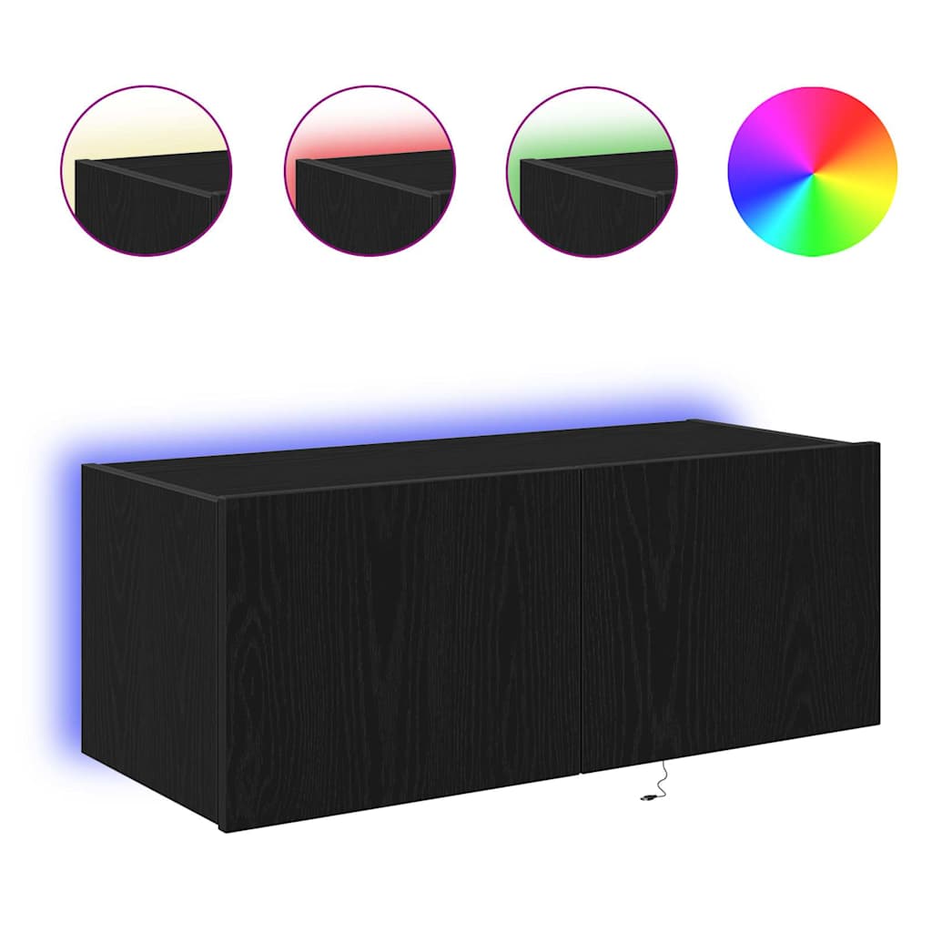 TV-Wandregal Schwarze Eiche 80 x 35 x 31 cm Holzwerkstoff