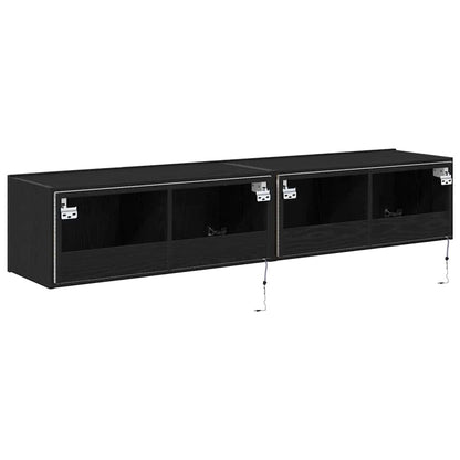 TV-Wandregal Schwarze Eiche 80 x 35 x 31 cm Holzwerkstoff