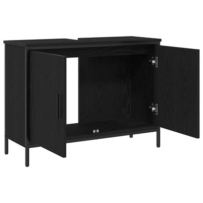 Waschbeckenschrank mit Tür Schwarz Eichen-Optik 80 x 30 x 60 cm