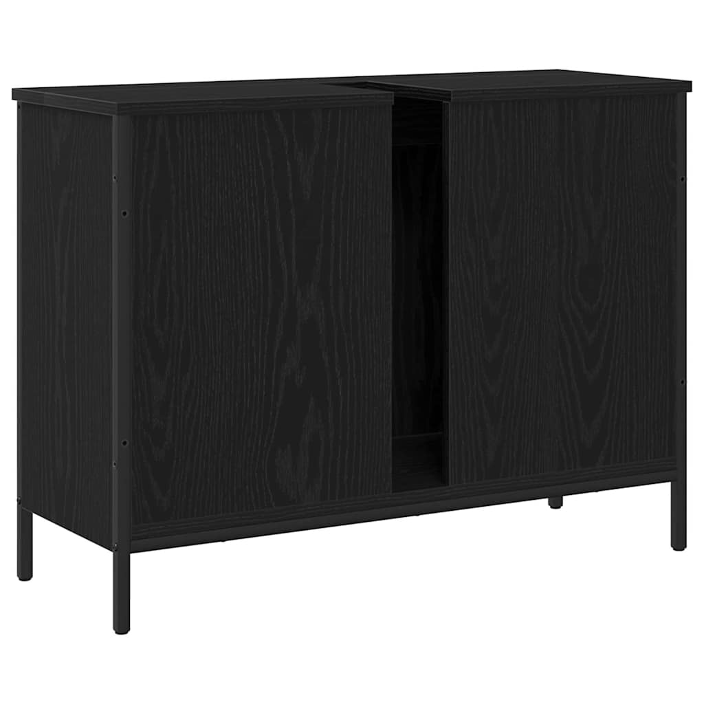 Waschbeckenschrank mit Tür Schwarz Eichen-Optik 80 x 30 x 60 cm