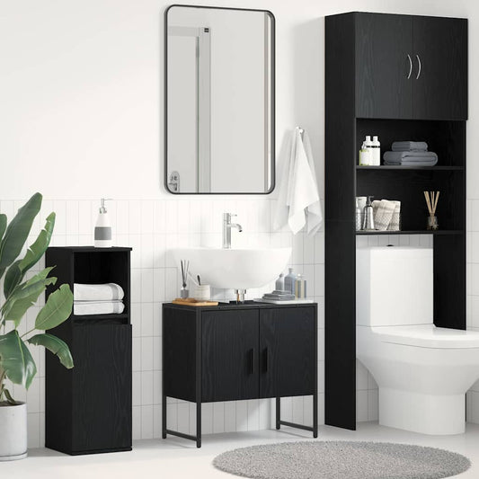 Waschbeckenunterschrank Schwarz Eichen-Optik 60 x 30 x 60 cm