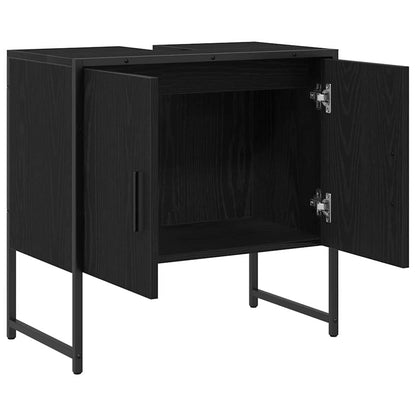 Waschbeckenunterschrank Schwarz Eichen-Optik 60 x 30 x 60 cm