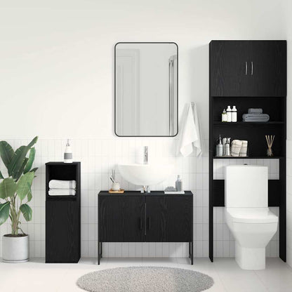 Waschbeckenunterschrank Schwarz Eichen-Optik 80 x 30 x 60 cm