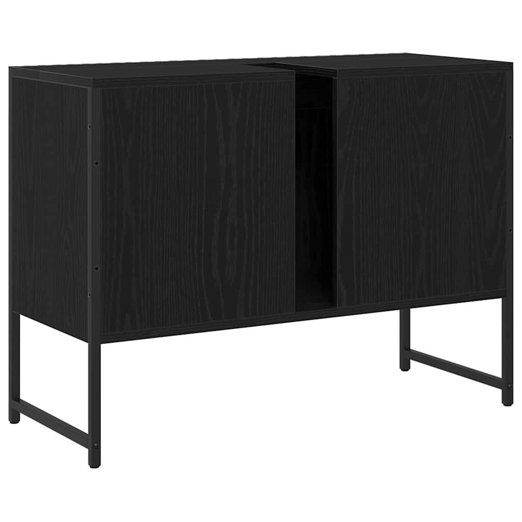 Waschbeckenunterschrank Schwarz Eichen-Optik 80 x 30 x 60 cm