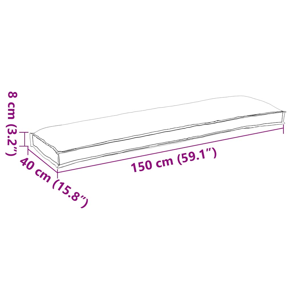 Palettenkissen für Bank Creme 150 x 40 x 8 cm Oxford Stoff