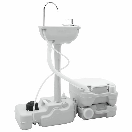 Camping-Toilette 2 pcs Grau, Weiß 50,5 x 33 x 103 cm