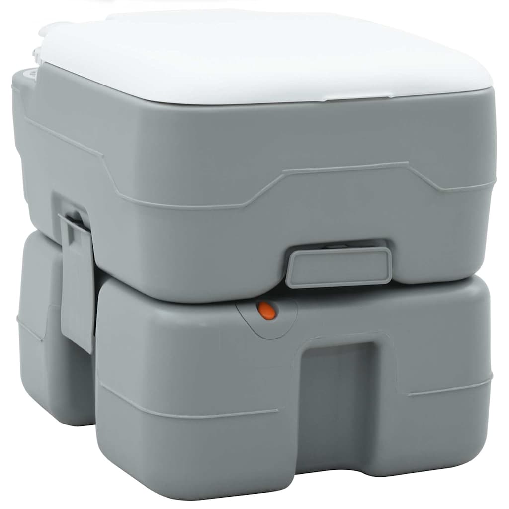 Portables Campingklo Grau und Weiß 41.5 x 36.5 x 37.5 cm
