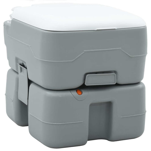 Portables Campingklo Grau und Weiß 41.5 x 36.5 x 37.5 cm