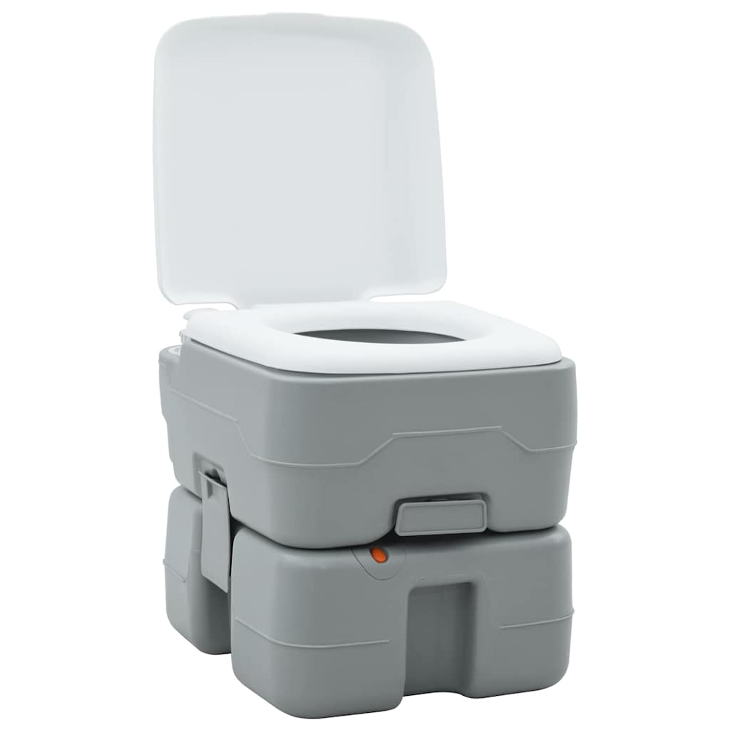 Portables Campingklo Grau und Weiß 41.5 x 36.5 x 37.5 cm