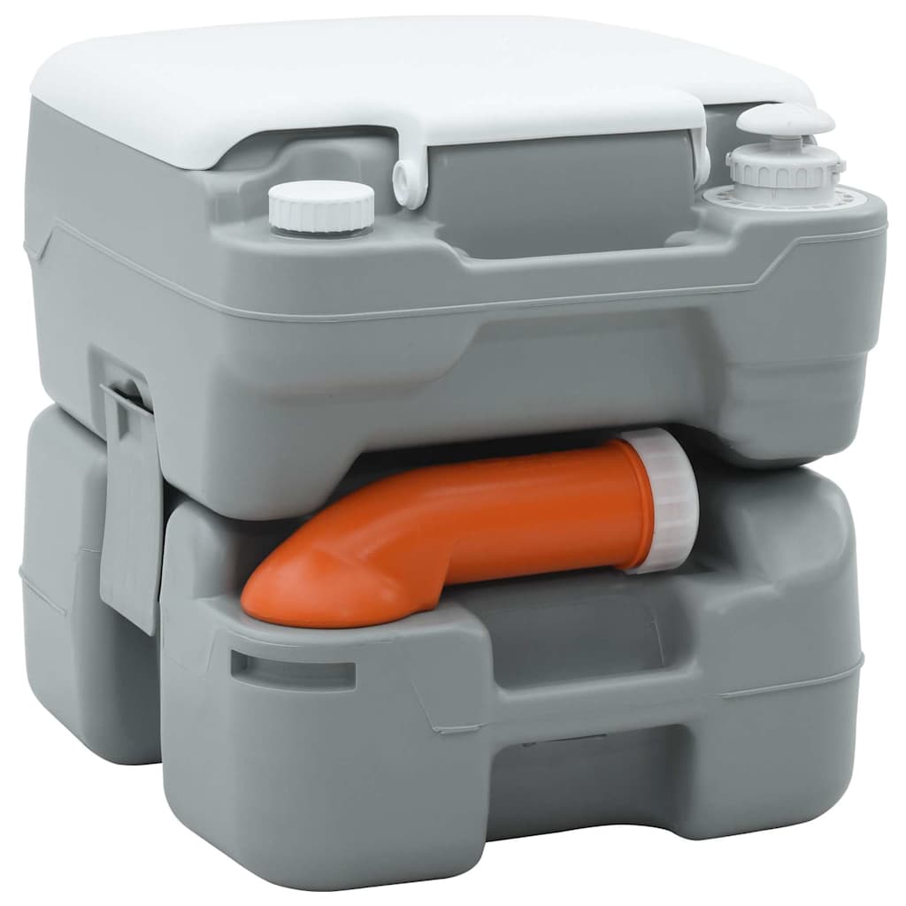 Portables Campingklo Grau und Weiß 41.5 x 36.5 x 37.5 cm