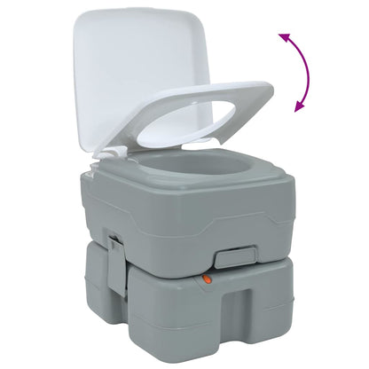 Portables Campingklo Grau und Weiß 41.5 x 36.5 x 37.5 cm