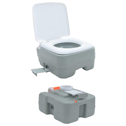 Portables Campingklo Grau und Weiß 41.5 x 36.5 x 37.5 cm