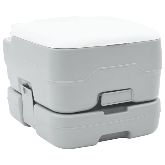 Portables Campingklo Grau und Weiß 41.5 x 36.5 x 30 cm Plastik