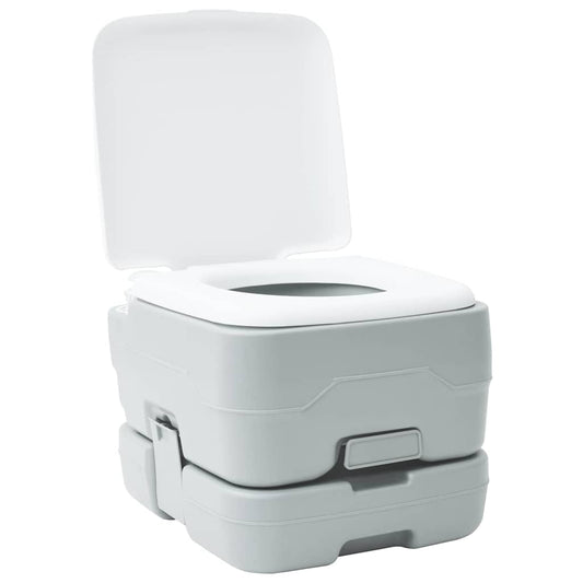 Portables Campingklo Grau und Weiß 41.5 x 36.5 x 30 cm Plastik