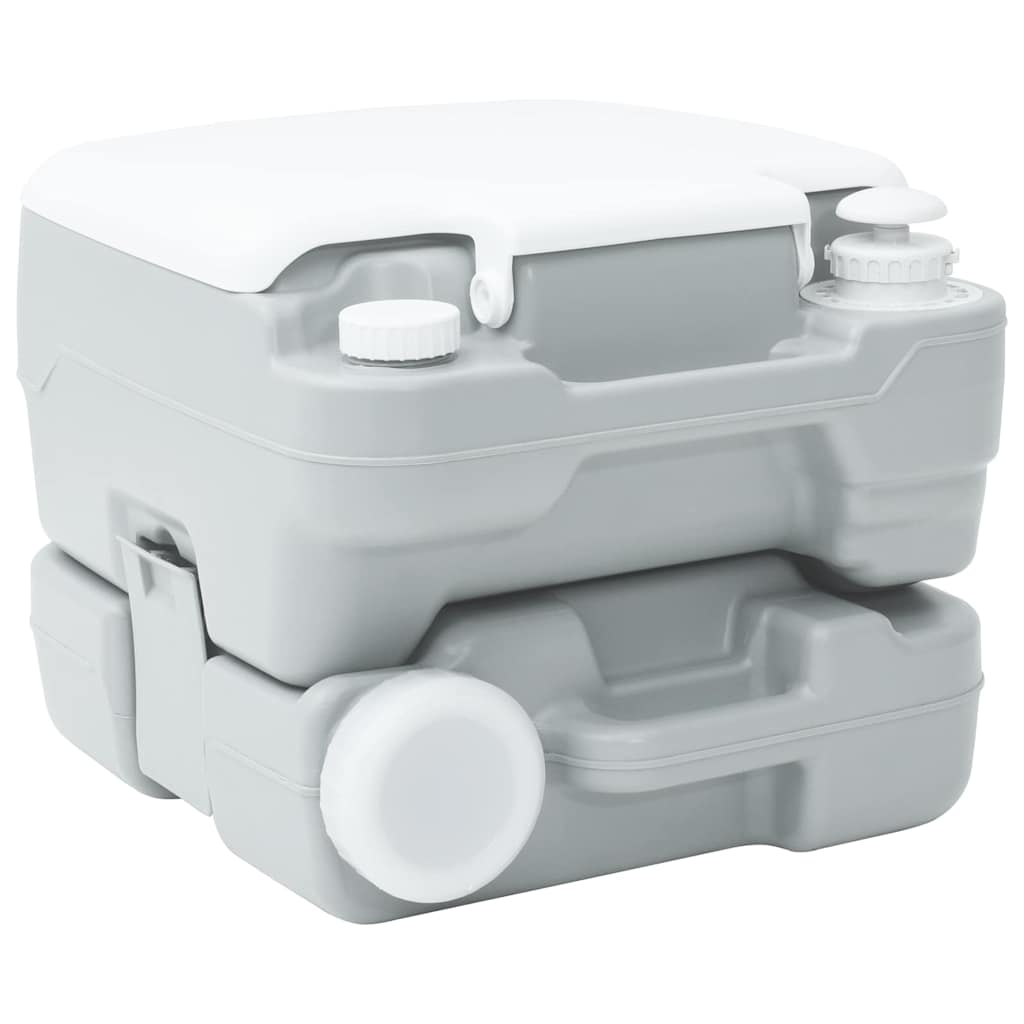 Portables Campingklo Grau und Weiß 41.5 x 36.5 x 30 cm Plastik