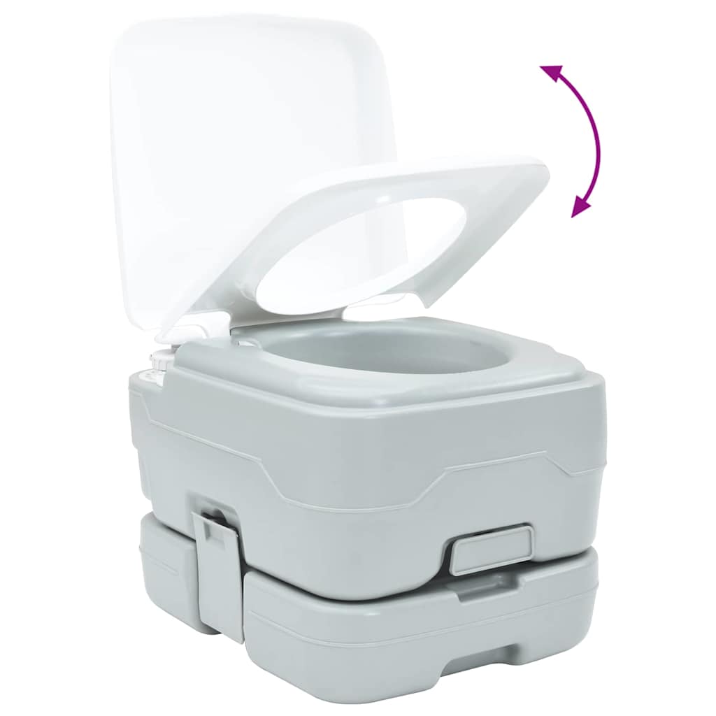 Portables Campingklo Grau und Weiß 41.5 x 36.5 x 30 cm Plastik