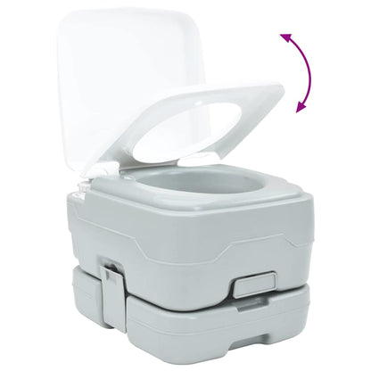 Portables Campingklo Grau und Weiß 41.5 x 36.5 x 30 cm Plastik