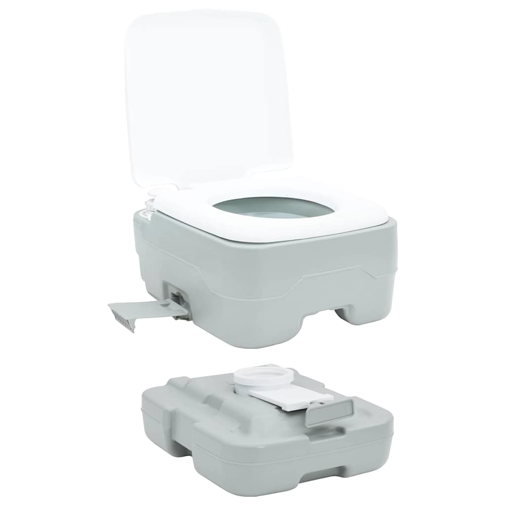 Portables Campingklo Grau und Weiß 41.5 x 36.5 x 30 cm Plastik