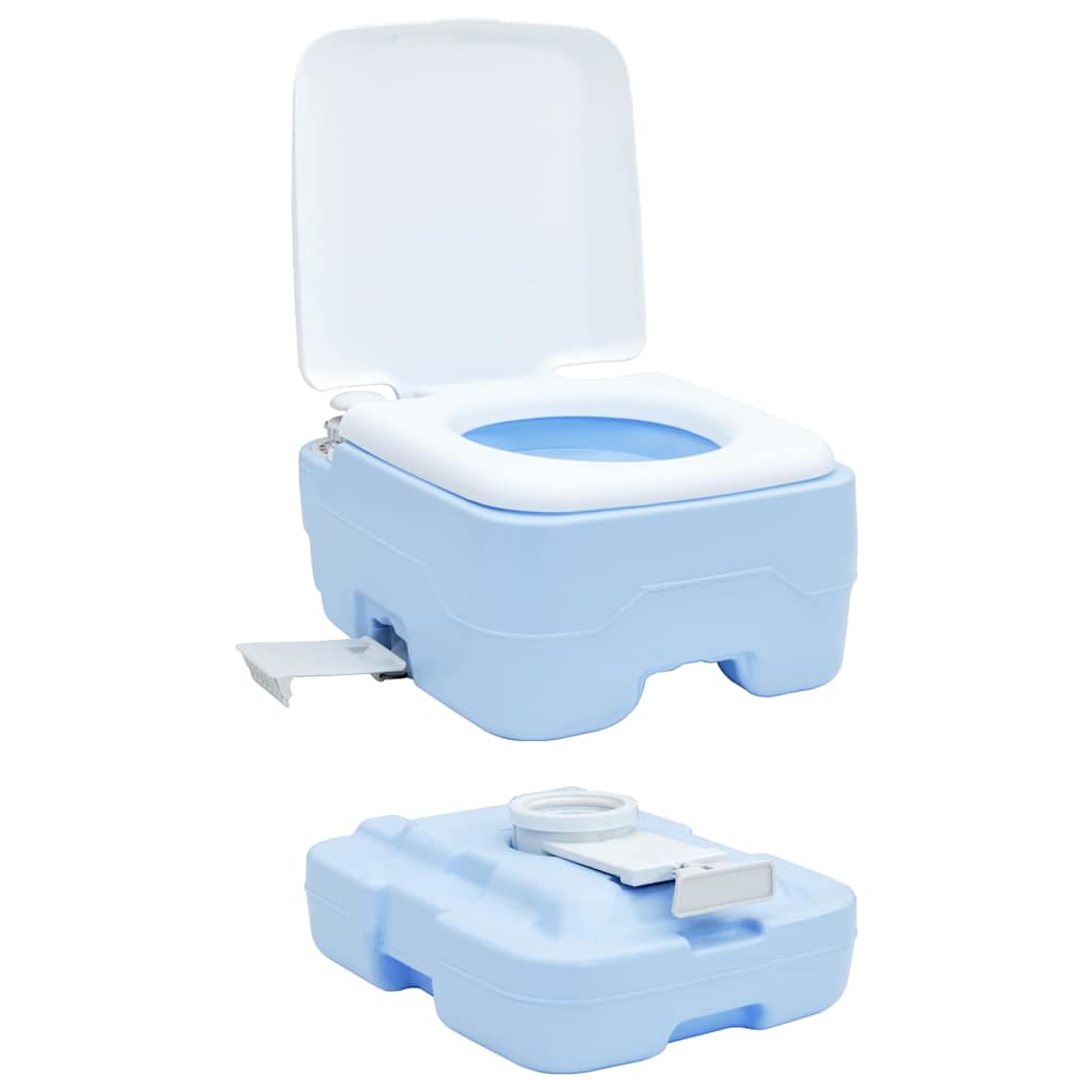 Portables Campingklo Hellblau und Weiß 41.5 x 36.5 x 30 cm