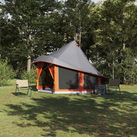 Familien-Tipi-Zelt mit Dach Grau, Orange 404 x 370 x 270 cm