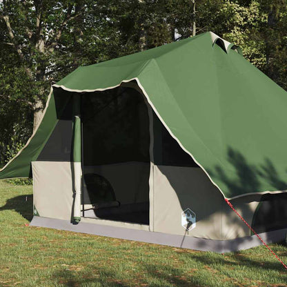 Familien-Tipi-Zelt mit Dach Grün und Braun 358 x 296 x 258 cm