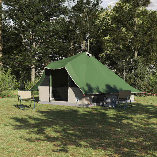 Familien-Tipi-Zelt Falten Grün und Braun 358 x 296 x 258 cm