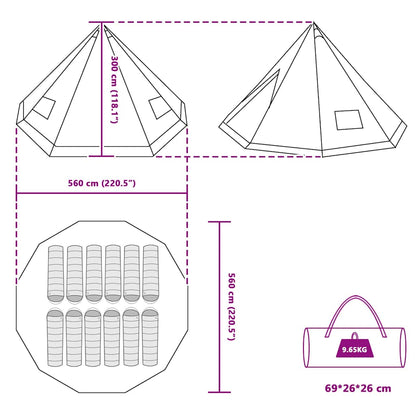 Familien-Tipi-Zelt mit Dach Blau, Grau 560 x 560 x 300 cm