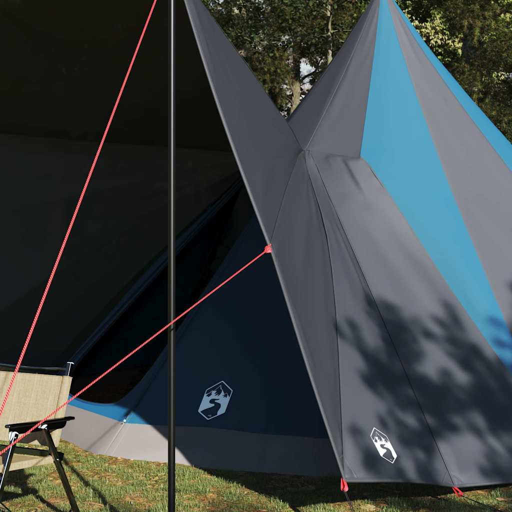 Familien-Tipi-Zelt mit Dach Blau und Grau 510 x 690 x 330 cm