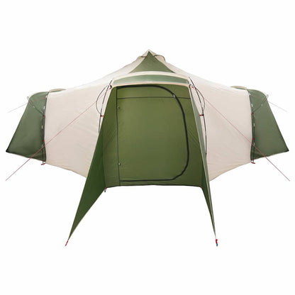 Tipi Zelt mit Dach Grün und Beige 492 x 492 x 275 cm Stoff
